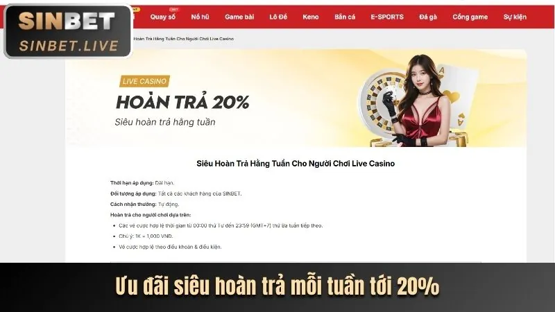 Hoàn trả hàng tuần Dabet88